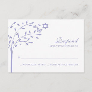 Purple Tree of Life with Star of David RSVP Card