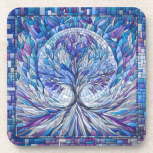 Purple Tree of Tranquillity Mosaic art Coaster