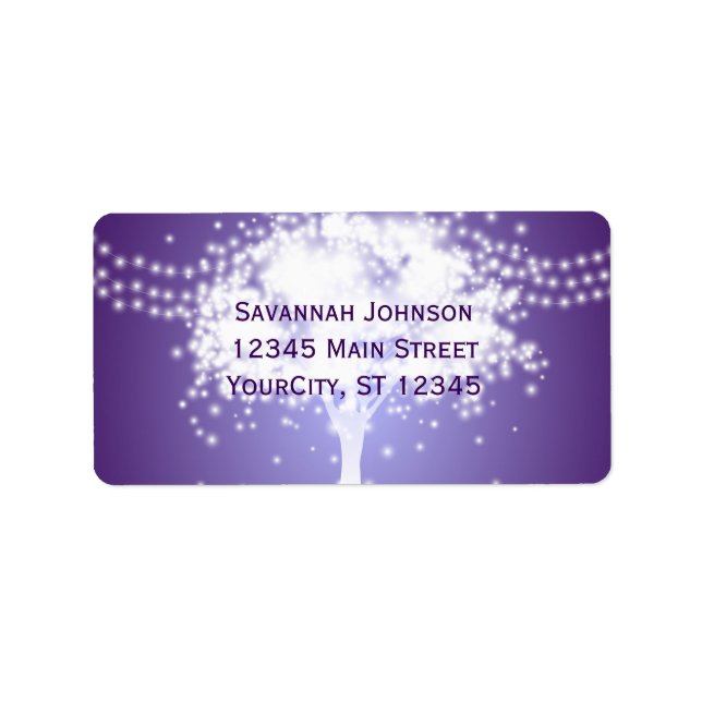 Purple Tree String Lights Custom Address Labels (Front)