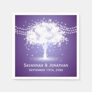 Purple Tree String Lights Personalised Wedding Napkin