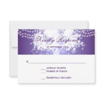 Purple Tree String Lights Wedding RSVP Cards