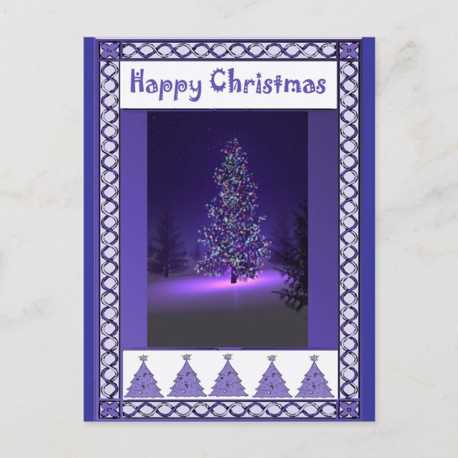 Purple trees holiday postcard (Front)
