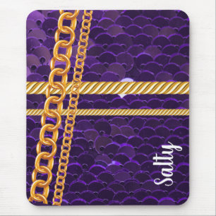 Purple Trendy Chic Girly Personalised Mouse Mat