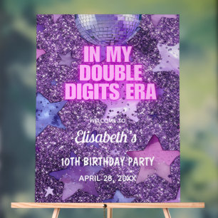 Purple Trendy In My Double Digits Era Birthday Acrylic Sign