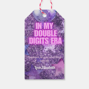 Purple Trendy In My Double Digits Era Birthday Gift Tags