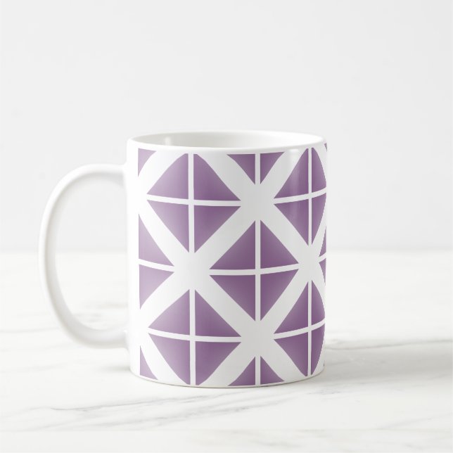 Purple Trendy Triangle Pattern Coffee Mug (Left)