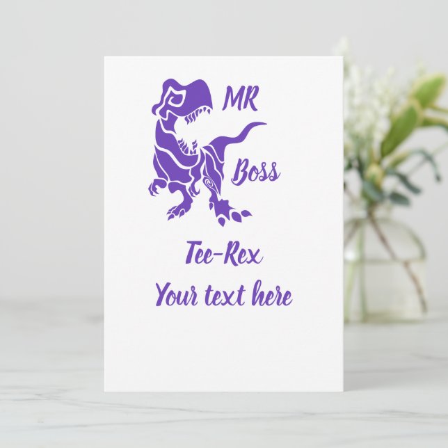 Purple Trex the Boss Dino Invitation (Standing Front)
