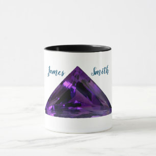 Purple Triangle Amethyst coffee Mug With Your Name
