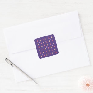 Purple Triangle Geometric Pattern Square Sticker