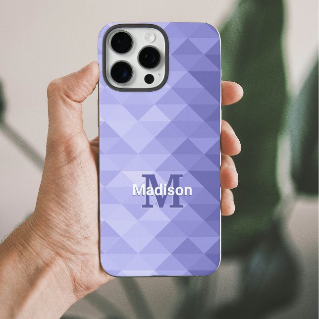 Purple triangle geometry square Monogram Case-Mate iPhone Case (Creator Uploaded)