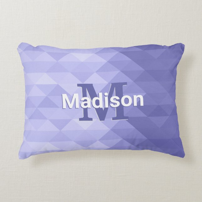 Purple triangle geometry square Monogram Decorative Cushion (Front)