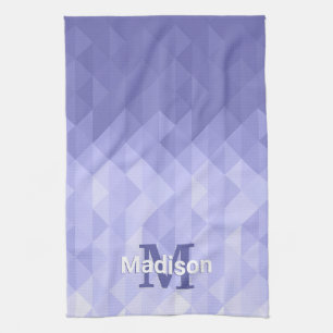 Purple triangle geometry square Monogram Tea Towel
