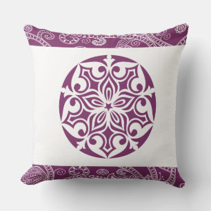 Purple TRIBAL CIRCLE Retro Throw Pillow
