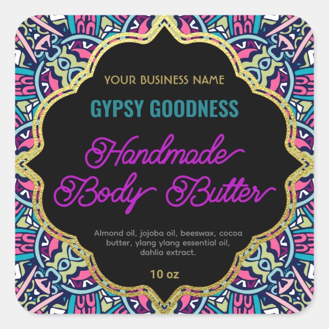 Purple Tribal Ethnic Ornamental Frame Label (Front)