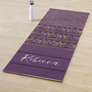 Purple Tribal Monogram Name Yoga Mats