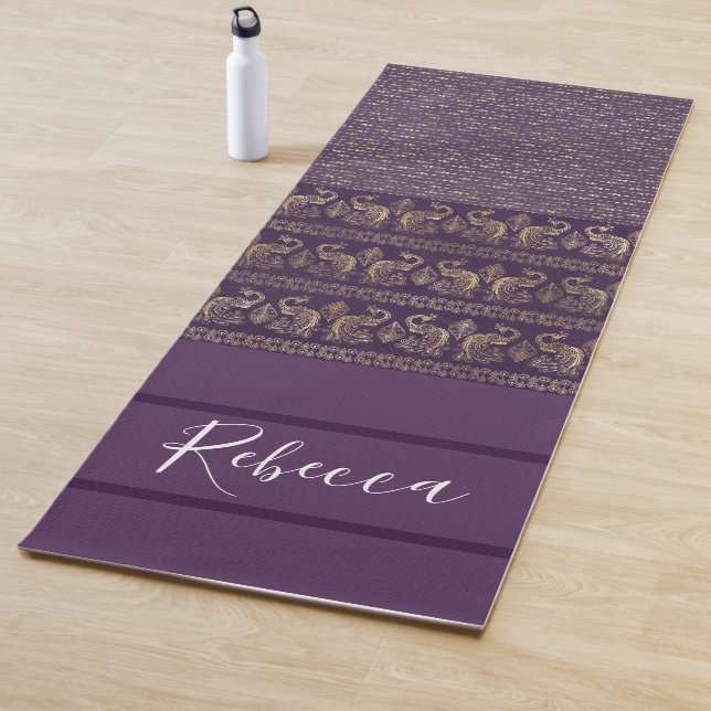 Purple Tribal Monogram Name Yoga Mats (In Situ)