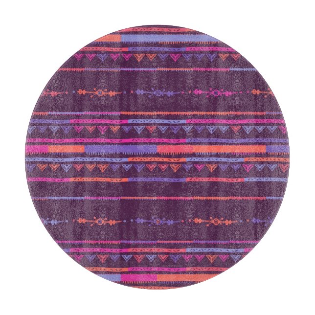 Purple Tribal Pattern Cutting Board (Front)