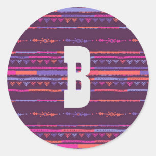 Purple Tribal Print Stickers and Envelope Seals