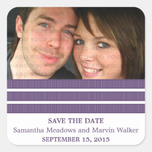 Purple Triple Stripe Save the Date Stickers