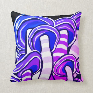 Purple Trippy Psychedelic Mushrooms Hippie Print Cushion