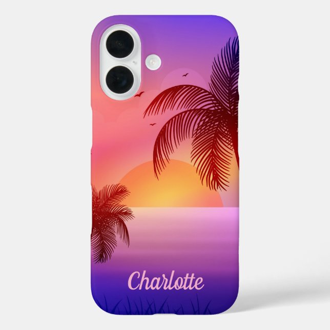 Purple Tropical Beach at Sunset  Case-Mate iPhone Case (Back)