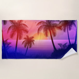 Purple Tropical Beach at Sunset Towel