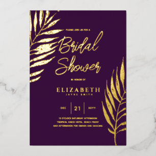 Purple Tropical Disco BRIDAL SHOWER Gold Leaves