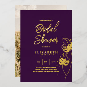 Purple Tropical Disco BRIDAL SHOWER Gold Leaves