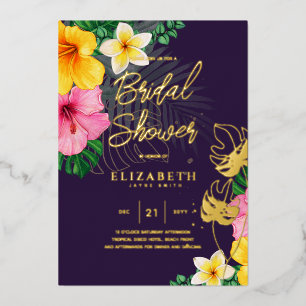 Purple Tropical Disco BRIDAL SHOWER Gold Leaves