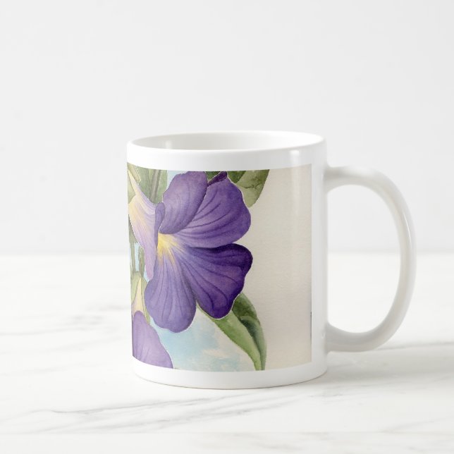 Purple Tropical Flower Painting - Multi Coffee Mug (Right)