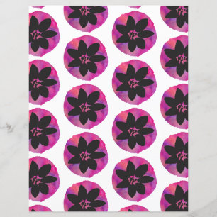 Purple Tropical Flower Pattern Scrapbook Paper