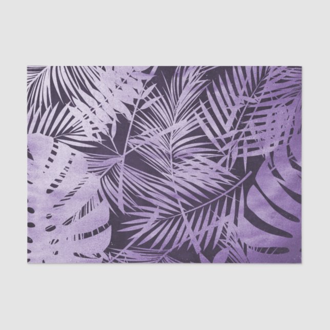 Purple Tropical Leaves Tissue Paper (Front)