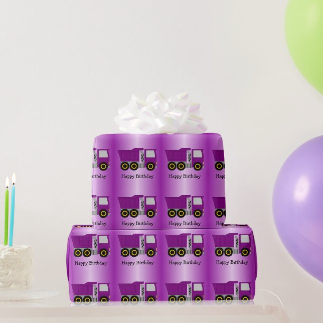 Purple Truck Design Personalised Birthday Wrapping Paper (Party Gifts)