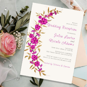 Purple Trumpet Flower Garden Wedding Reception Invitation