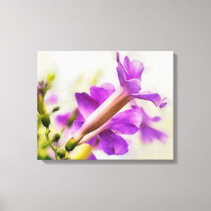 Purple Trumpet Flower Watercolor Art Canvas Print