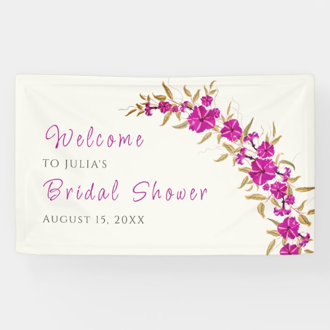 Purple Trumpet Vine Flower Garden Bridal Shower Banner (Horizontal)