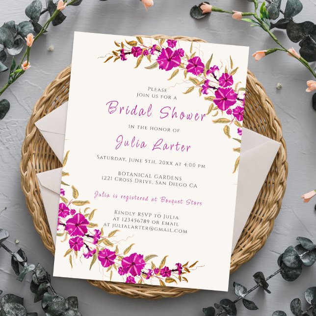 Purple Trumpet Vine Flower Garden Bridal Shower Invitation (Creator Uploaded)
