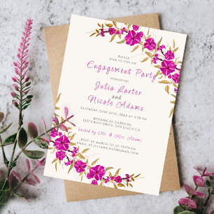 Purple Trumpet Vine Flower Garden Engagement Party Invitation
