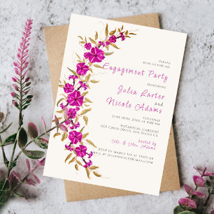 Purple Trumpet Vine Flower Garden Engagement Party Invitation