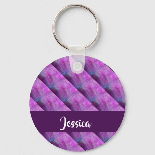 Purple tufted patterned key ring (Front)