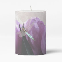 Purple tulip and aqua dragonfly candle