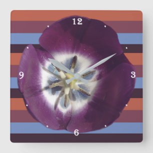 Purple Tulip And stripes Wall Clock