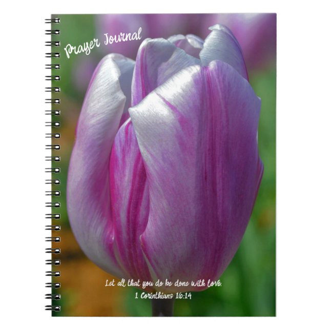 Purple Tulip Bible Verse Prayer Journal (Front)