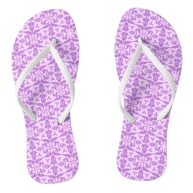 Purple tulip blue pattern flip flops (Footbed)