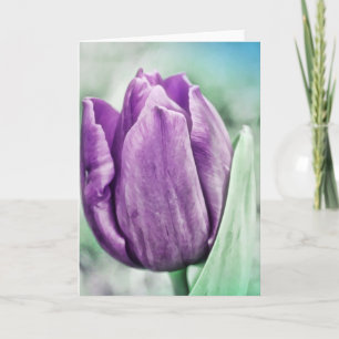 Purple Tulip Close Leaf Scripture Card Psalm 63:8