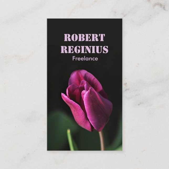 Purple Tulip Close-up Business Card (Front)