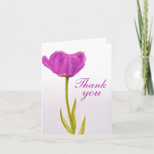 Purple tulip fine art wedding thank you card