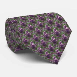 Purple Tulip Floral Nature Pattern  Tie