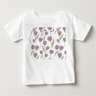 Purple Tulip Floral Pattern Baby T-Shirt