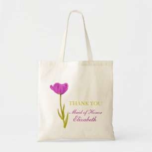 Purple tulip flower art wedding maid of honour bag